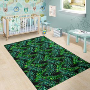 Night Tropical Palm Leaves Pattern Print Area Rug GearFrost