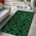 Night Tropical Palm Leaves Pattern Print Floor Mat