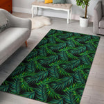 Night Tropical Palm Leaves Pattern Print Area Rug GearFrost