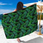 Night Tropical Palm Leaves Pattern Print Beach Sarong Wrap
