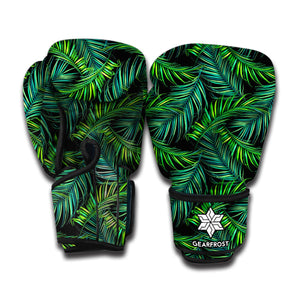 Night Tropical Palm Leaves Pattern Print Boxing Gloves