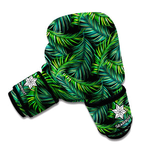 Night Tropical Palm Leaves Pattern Print Boxing Gloves