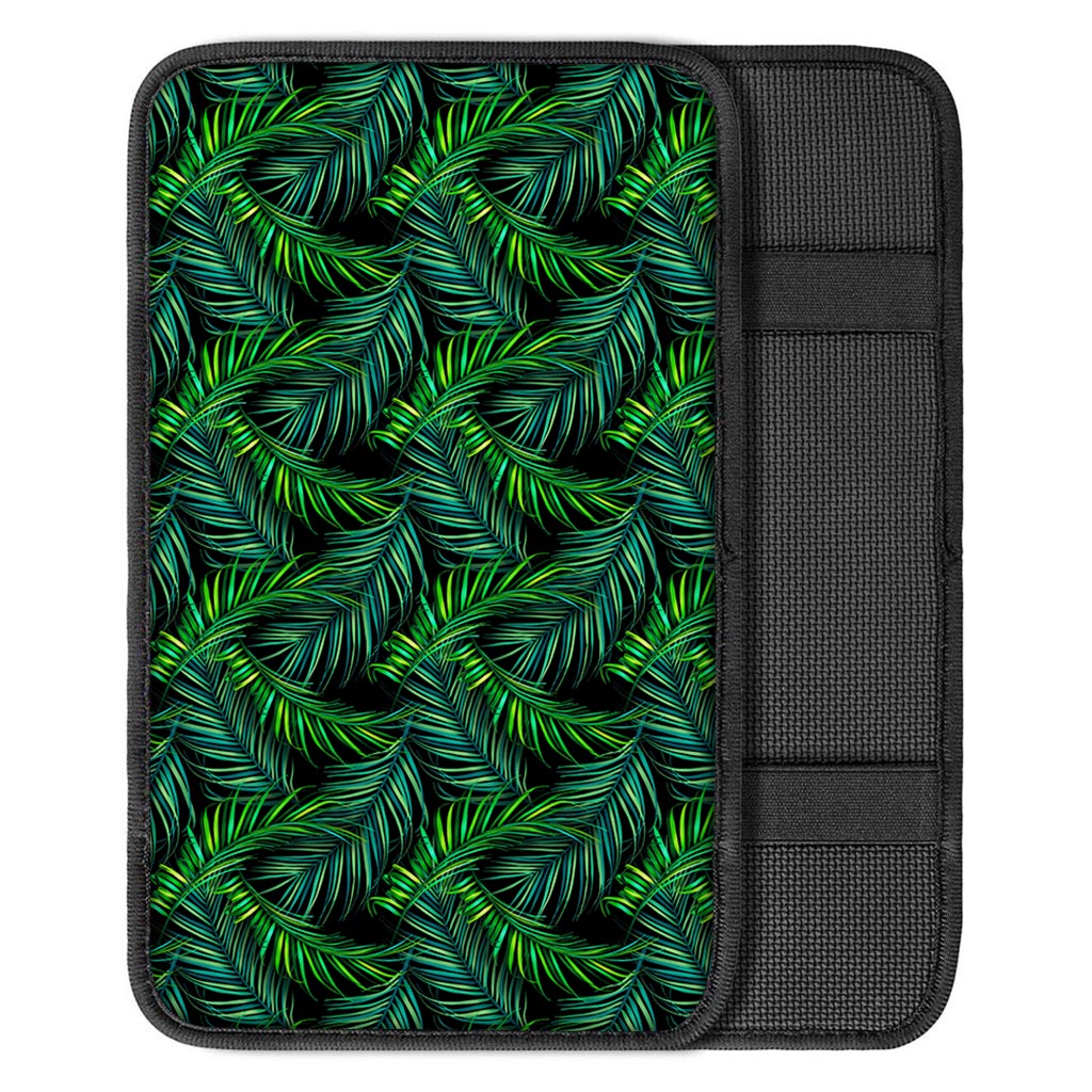 Night Tropical Palm Leaves Pattern Print Car Center Console Cover