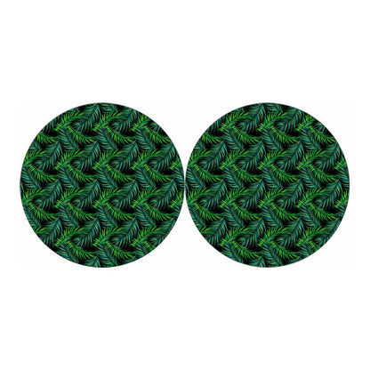 Night Tropical Palm Leaves Pattern Print Car Coasters