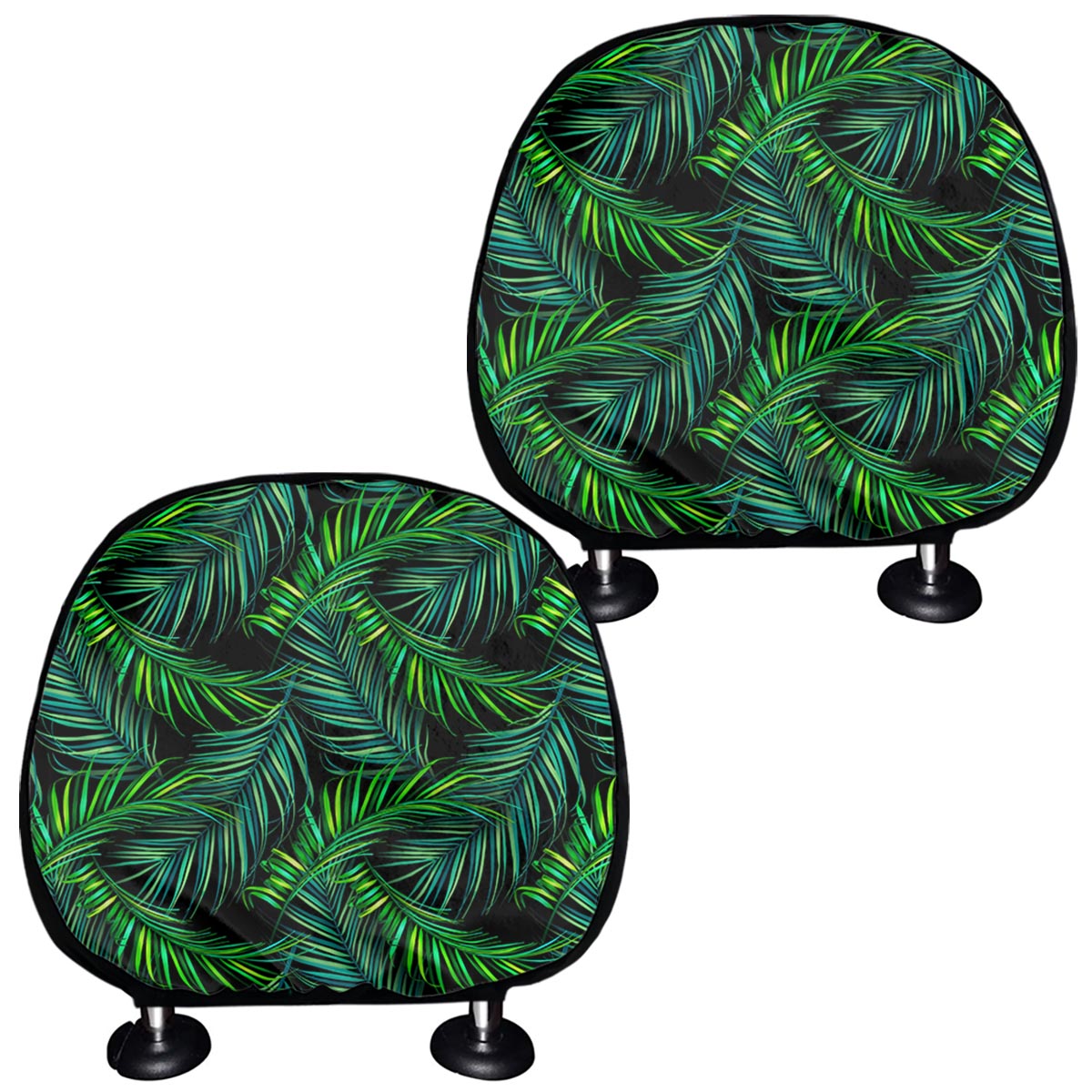 Night Tropical Palm Leaves Pattern Print Car Headrest Covers