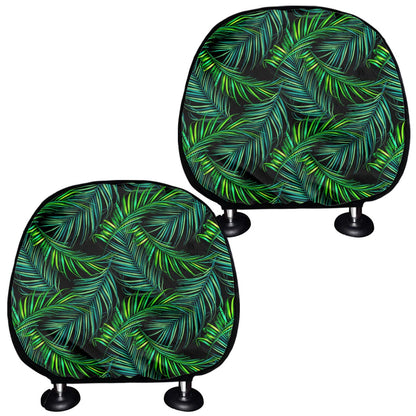 Night Tropical Palm Leaves Pattern Print Car Headrest Covers