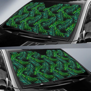 Night Tropical Palm Leaves Pattern Print Car Sun Shade GearFrost