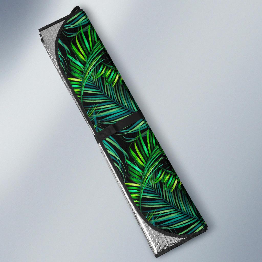 Night Tropical Palm Leaves Pattern Print Car Sun Shade GearFrost