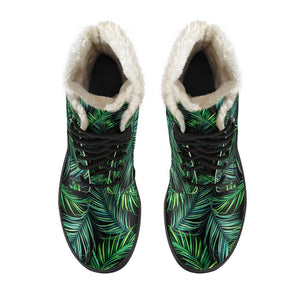 Night Tropical Palm Leaves Pattern Print Comfy Boots GearFrost