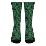 Night Tropical Palm Leaves Pattern Print Crew Socks