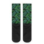 Night Tropical Palm Leaves Pattern Print Crew Socks