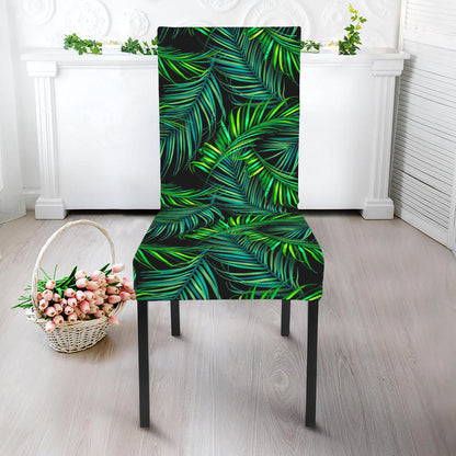 Night Tropical Palm Leaves Pattern Print Dining Chair Slipcover