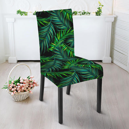 Night Tropical Palm Leaves Pattern Print Dining Chair Slipcover
