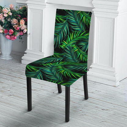 Night Tropical Palm Leaves Pattern Print Dining Chair Slipcover