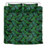 Night Tropical Palm Leaves Pattern Print Duvet Cover Bedding Set