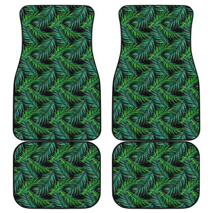 Night Tropical Palm Leaves Pattern Print Front and Back Car Floor Mats