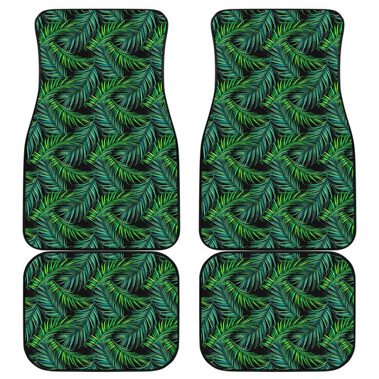 Night Tropical Palm Leaves Pattern Print Front and Back Car Floor Mats