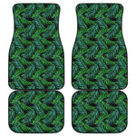 Night Tropical Palm Leaves Pattern Print Front and Back Car Floor Mats