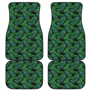 Night Tropical Palm Leaves Pattern Print Front and Back Car Floor Mats