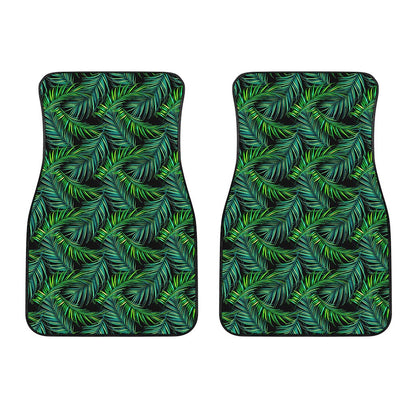 Night Tropical Palm Leaves Pattern Print Front Car Floor Mats