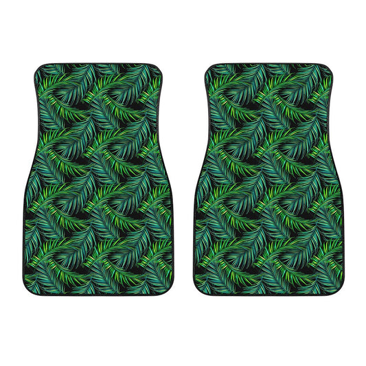 Night Tropical Palm Leaves Pattern Print Front Car Floor Mats