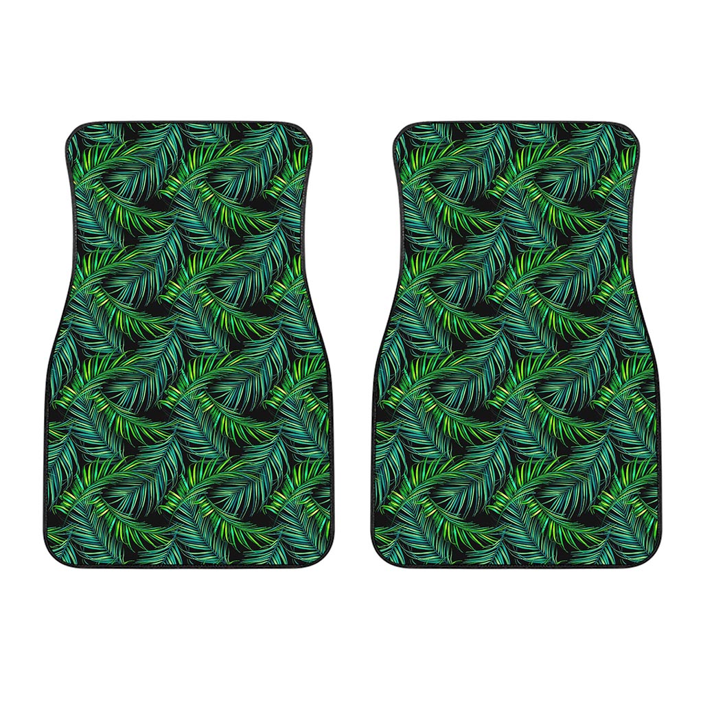 Night Tropical Palm Leaves Pattern Print Front Car Floor Mats