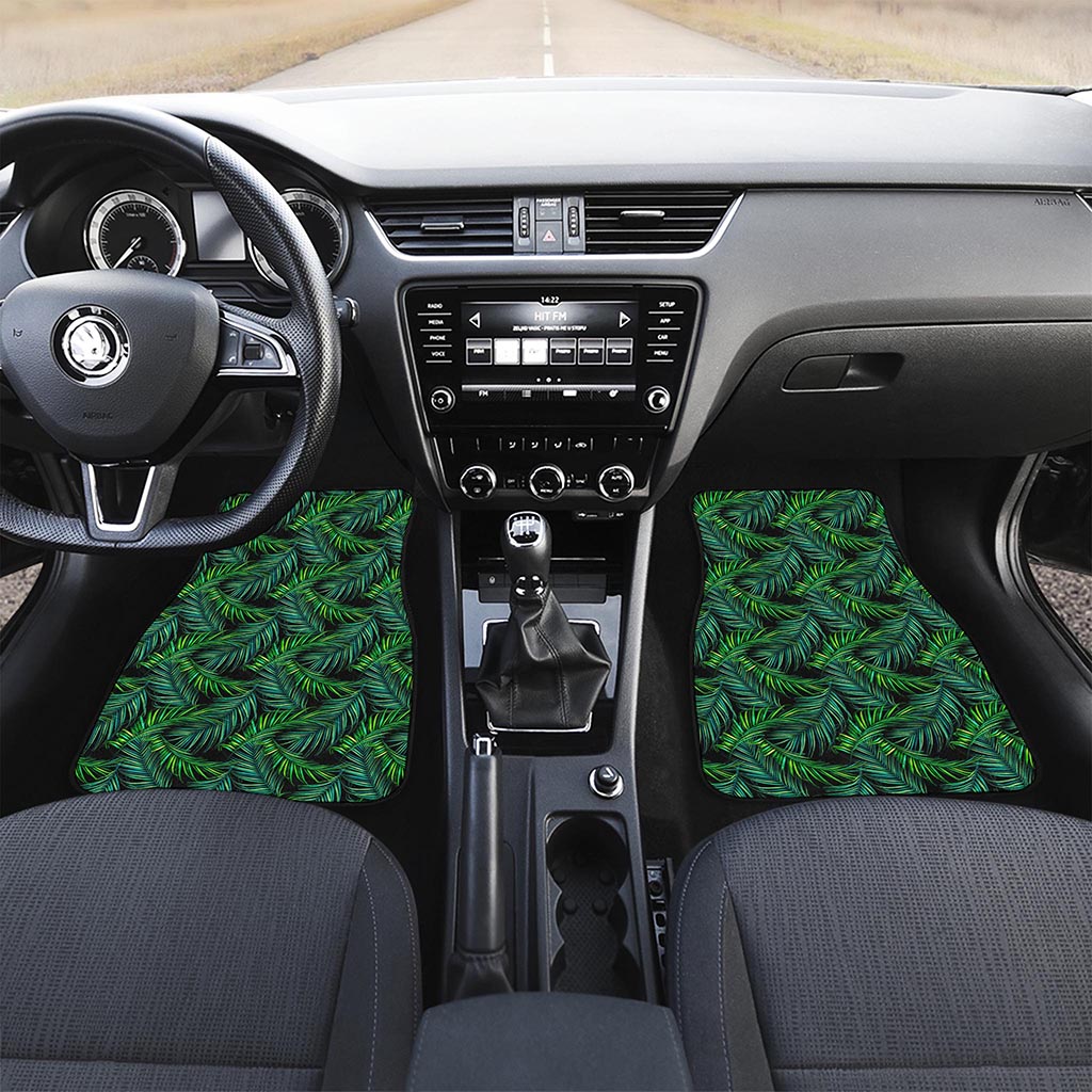 Night Tropical Palm Leaves Pattern Print Front Car Floor Mats