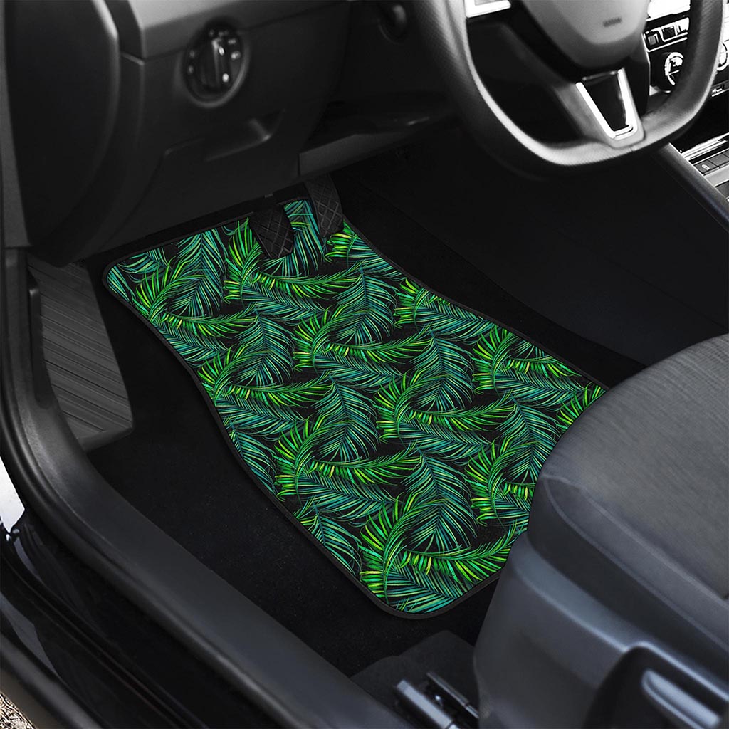 Night Tropical Palm Leaves Pattern Print Front Car Floor Mats
