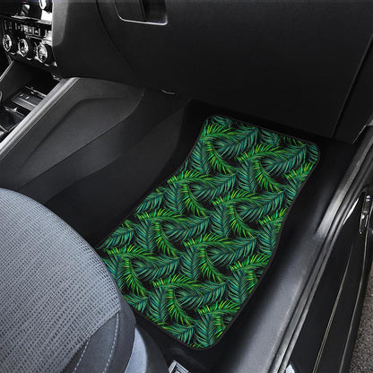 Night Tropical Palm Leaves Pattern Print Front Car Floor Mats
