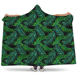 Night Tropical Palm Leaves Pattern Print Hooded Blanket