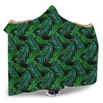 Night Tropical Palm Leaves Pattern Print Hooded Blanket