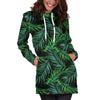 Night Tropical Palm Leaves Pattern Print Hoodie Dress GearFrost