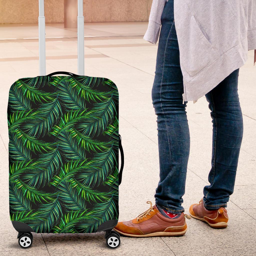 Night Tropical Palm Leaves Pattern Print Luggage Cover GearFrost