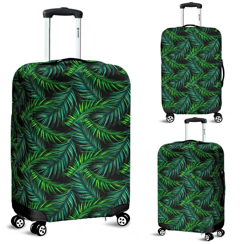 Night Tropical Palm Leaves Pattern Print Luggage Cover GearFrost