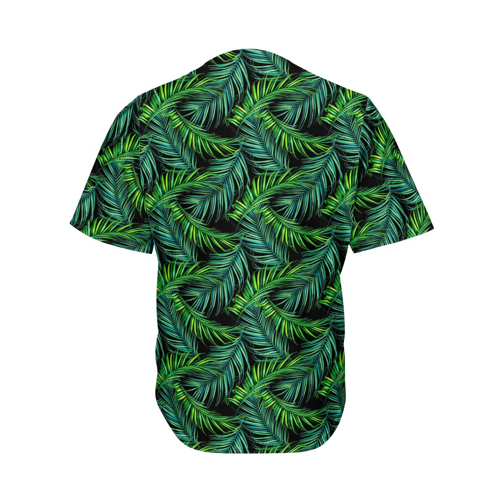 Night Tropical Palm Leaves Pattern Print Men's Baseball Jersey