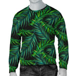 Night Tropical Palm Leaves Pattern Print Men's Crewneck Sweatshirt GearFrost