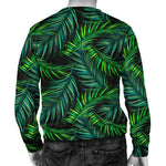 Night Tropical Palm Leaves Pattern Print Men's Crewneck Sweatshirt GearFrost