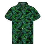 Night Tropical Palm Leaves Pattern Print Men's Short Sleeve Shirt