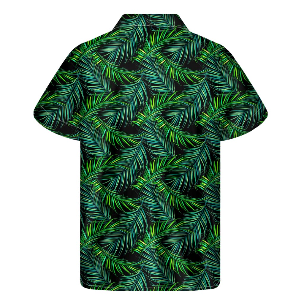 Night Tropical Palm Leaves Pattern Print Men's Short Sleeve Shirt