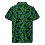 Night Tropical Palm Leaves Pattern Print Men's Short Sleeve Shirt