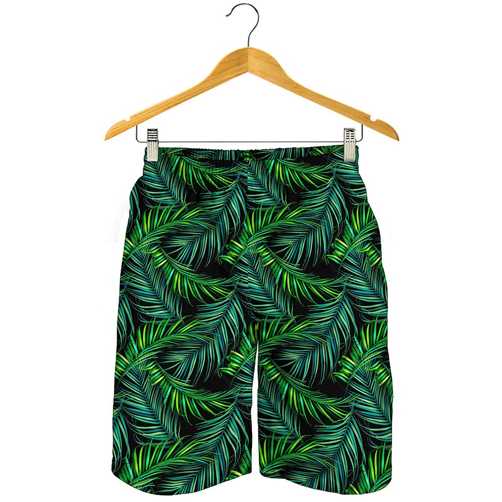 Night Tropical Palm Leaves Pattern Print Men's Shorts