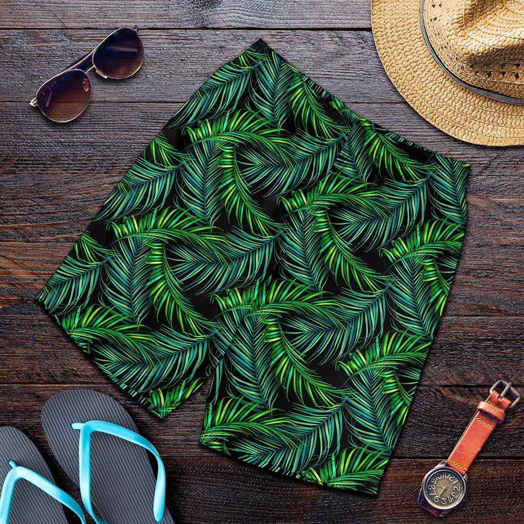 Night Tropical Palm Leaves Pattern Print Men's Shorts