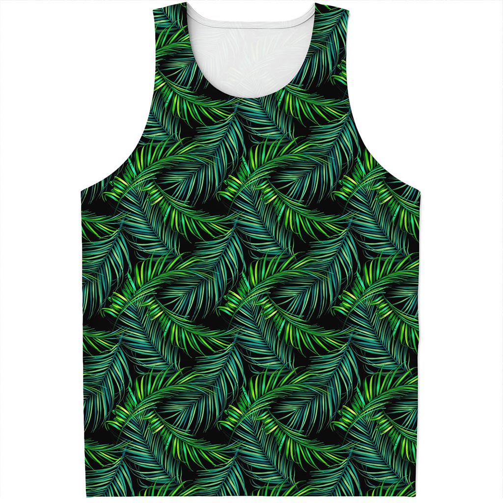 Night Tropical Palm Leaves Pattern Print Men's Tank Top