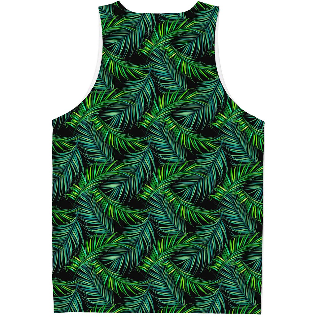 Night Tropical Palm Leaves Pattern Print Men's Tank Top