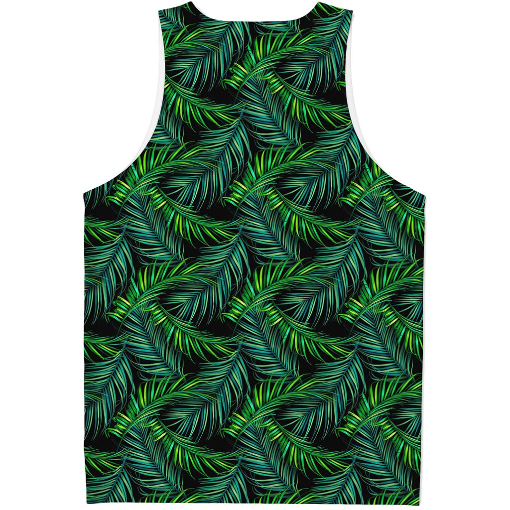 Night Tropical Palm Leaves Pattern Print Men's Tank Top
