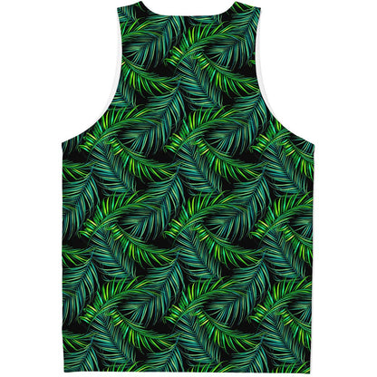 Night Tropical Palm Leaves Pattern Print Men's Tank Top