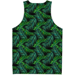 Night Tropical Palm Leaves Pattern Print Men's Tank Top