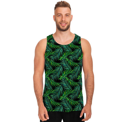 Night Tropical Palm Leaves Pattern Print Men's Tank Top
