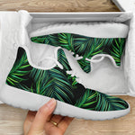 Night Tropical Palm Leaves Pattern Print Mesh Knit Shoes GearFrost