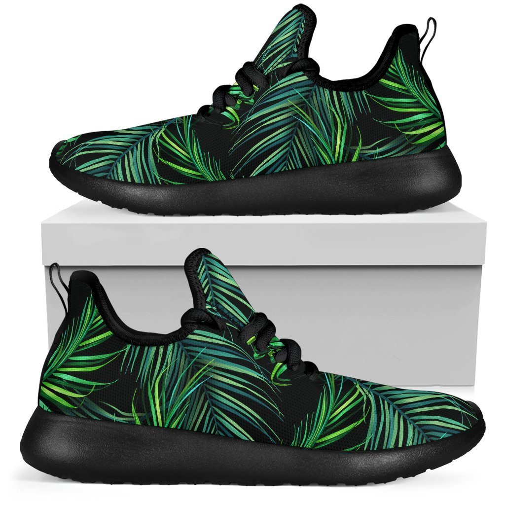 Night Tropical Palm Leaves Pattern Print Mesh Knit Shoes GearFrost